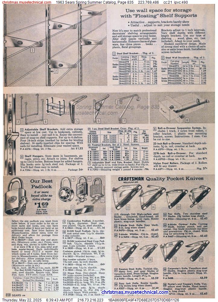 1963 Sears Spring Summer Catalog, Page 835