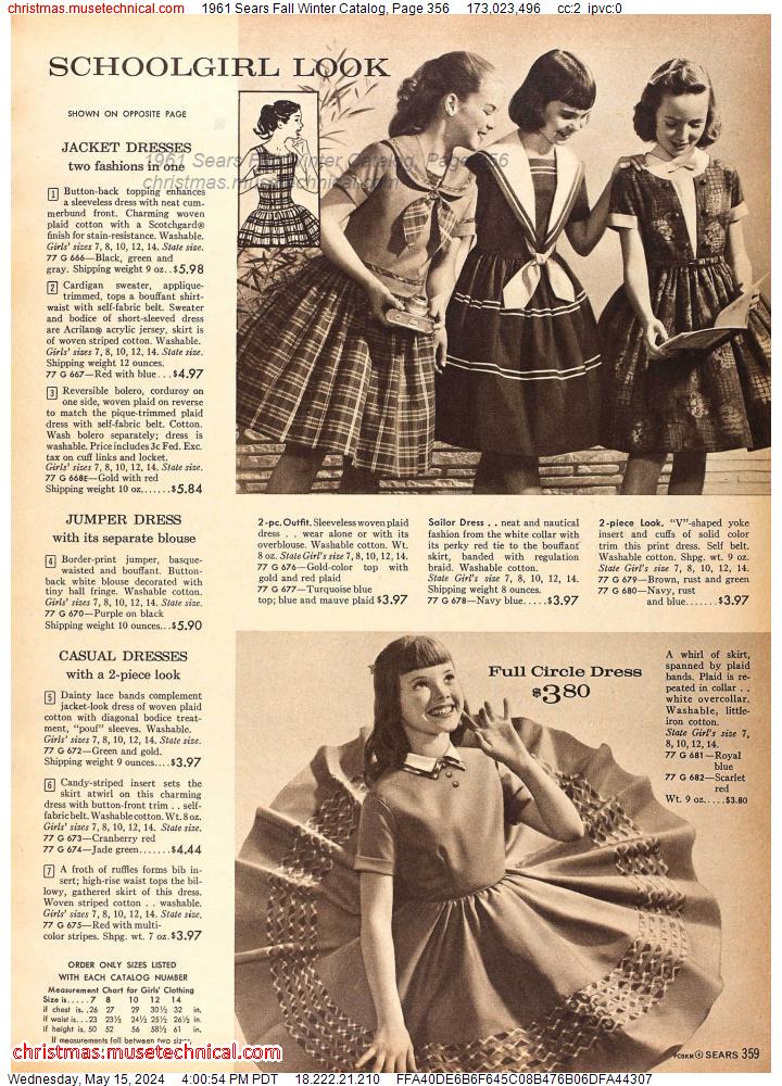 1961 Sears Fall Winter Catalog, Page 356