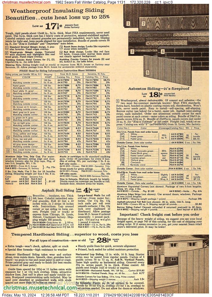 1962 Sears Fall Winter Catalog, Page 1131