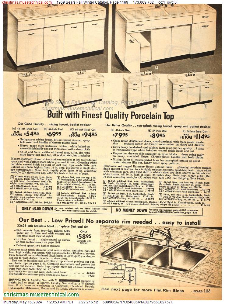 1959 Sears Fall Winter Catalog, Page 1169