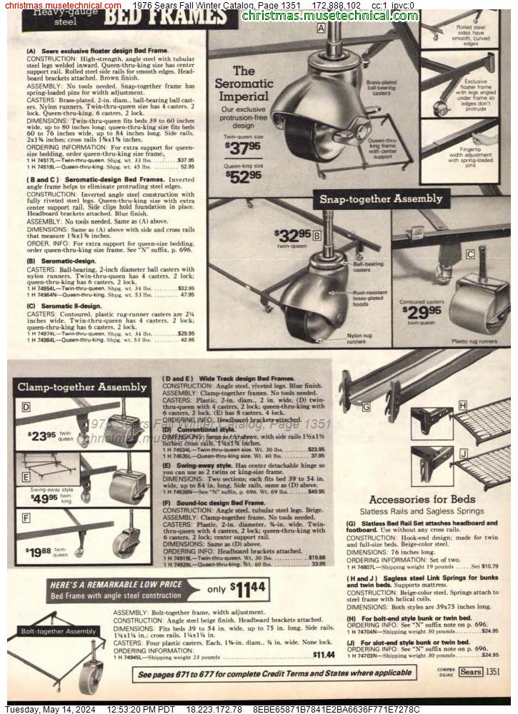 1976 Sears Fall Winter Catalog, Page 1351