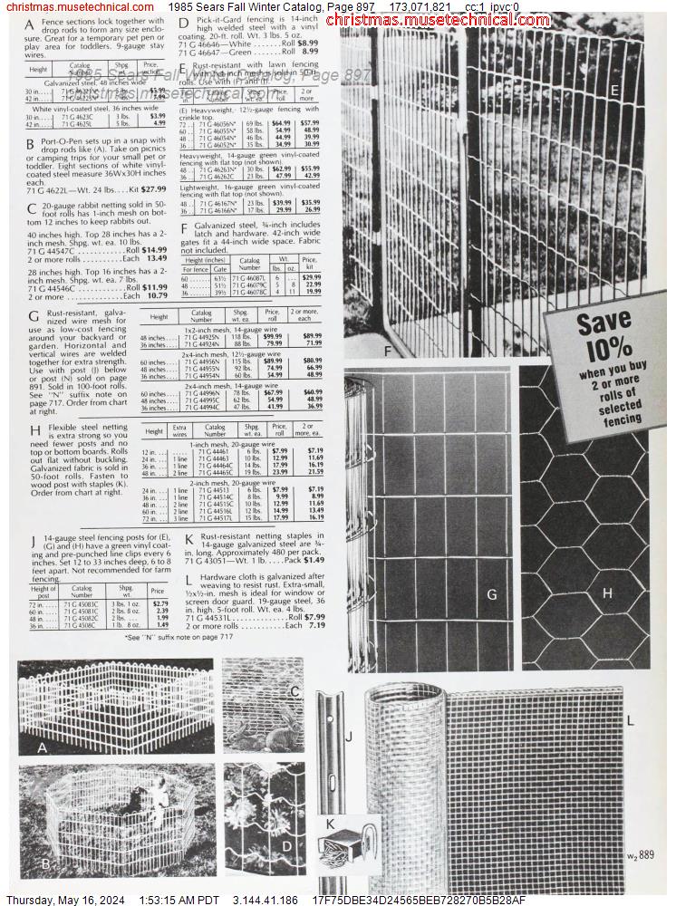 1985 Sears Fall Winter Catalog, Page 897