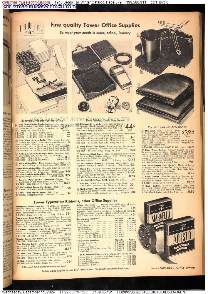 1946 Sears Fall Winter Catalog, Page 579