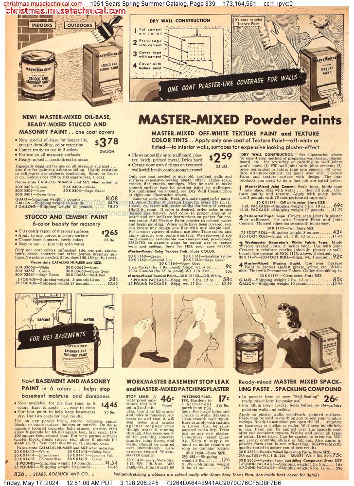 1951 Sears Spring Summer Catalog, Page 839