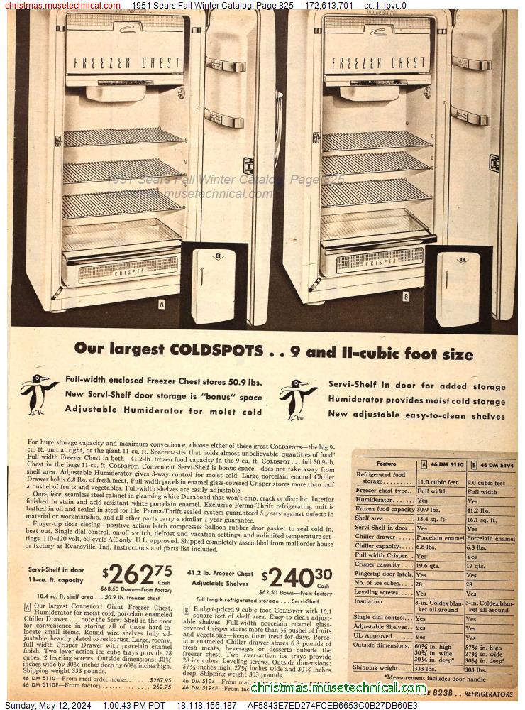 1951 Sears Fall Winter Catalog, Page 825