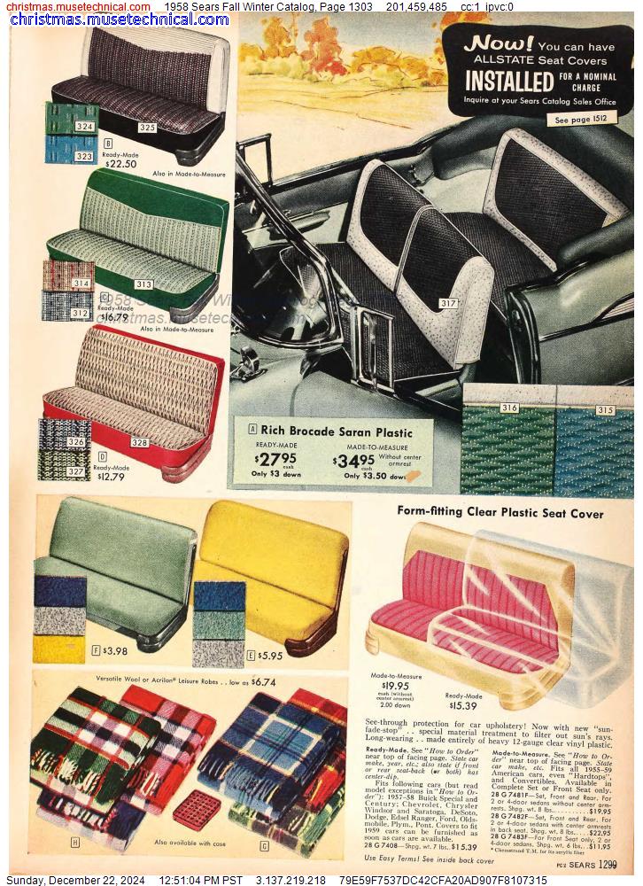 1958 Sears Fall Winter Catalog, Page 1303