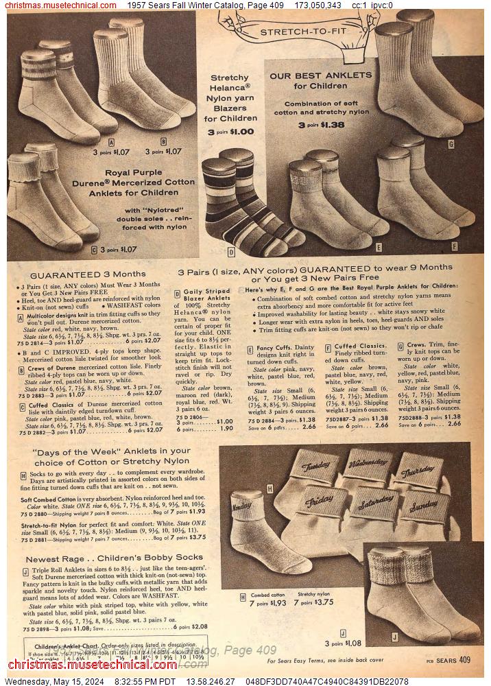 1957 Sears Fall Winter Catalog, Page 409