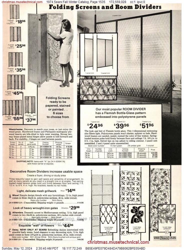 1974 Sears Fall Winter Catalog, Page 1535