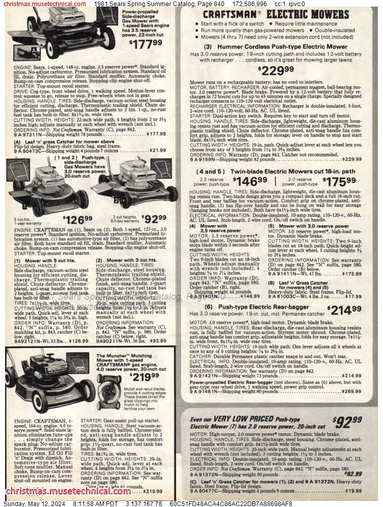 1981 Sears Spring Summer Catalog, Page 840