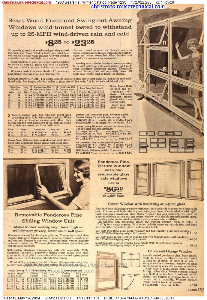 1963 Sears Fall Winter Catalog, Page 1230