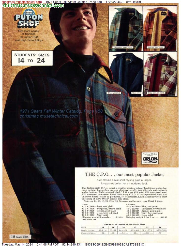 1971 Sears Fall Winter Catalog, Page 158