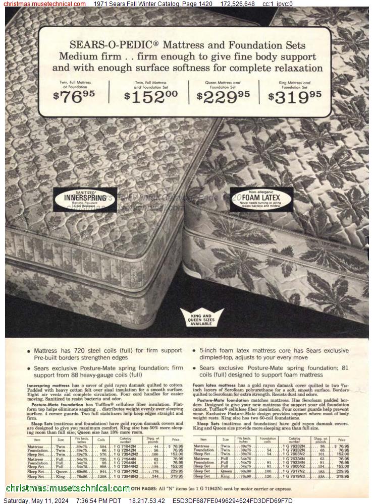 1971 Sears Fall Winter Catalog, Page 1420