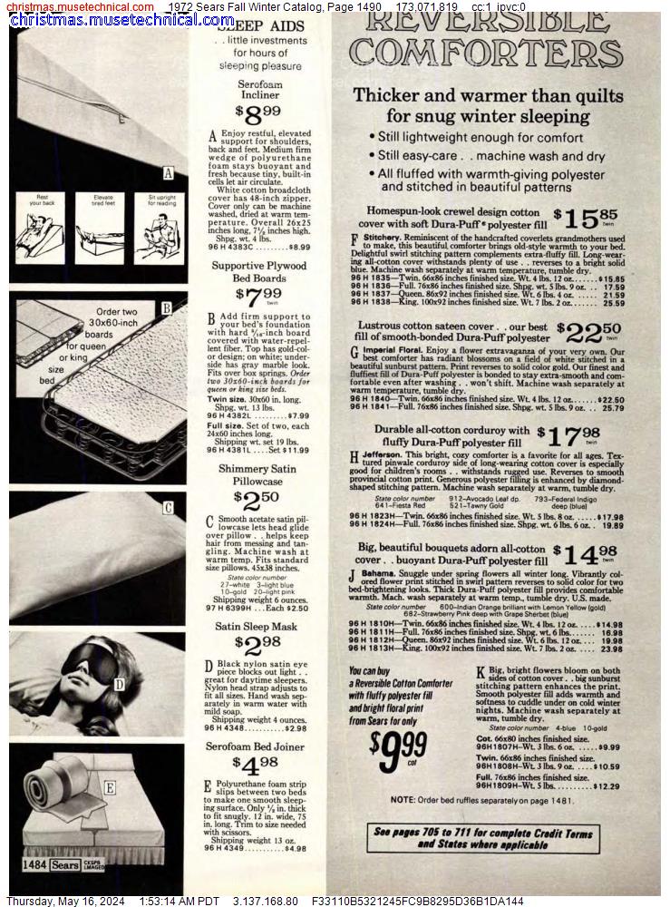 1972 Sears Fall Winter Catalog, Page 1490