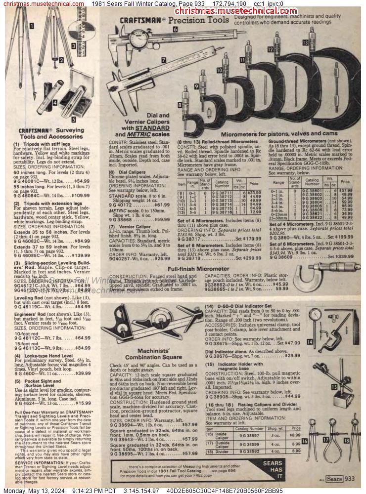 1981 Sears Fall Winter Catalog, Page 933