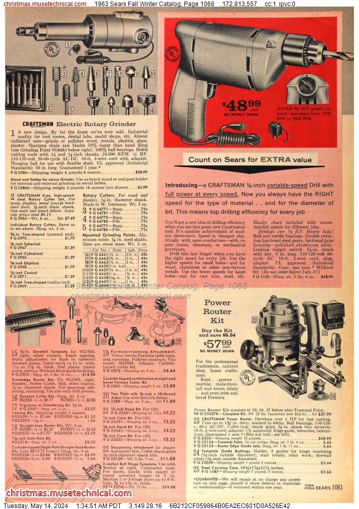 1963 Sears Fall Winter Catalog, Page 1068