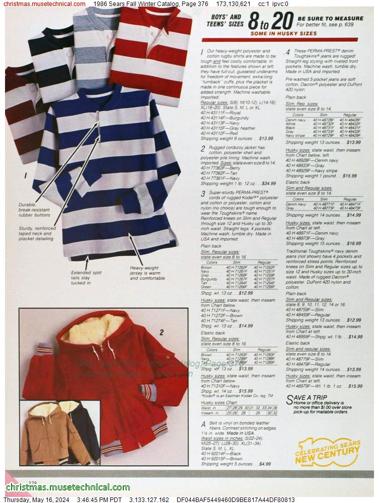 1986 Sears Fall Winter Catalog, Page 376