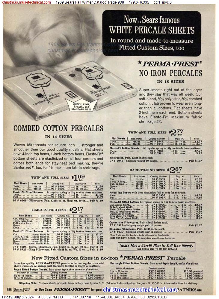1969 Sears Fall Winter Catalog, Page 938