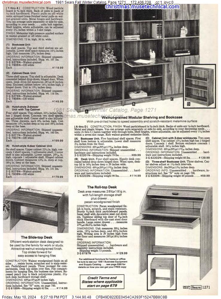 1981 Sears Fall Winter Catalog, Page 1271
