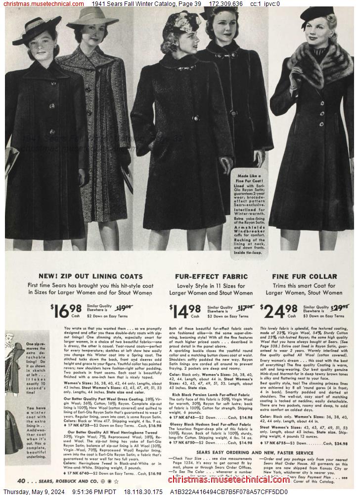 1941 Sears Fall Winter Catalog, Page 39