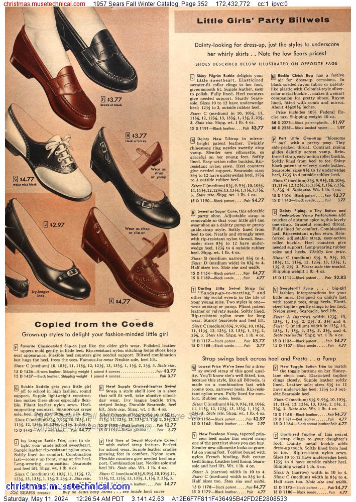 1957 Sears Fall Winter Catalog, Page 352