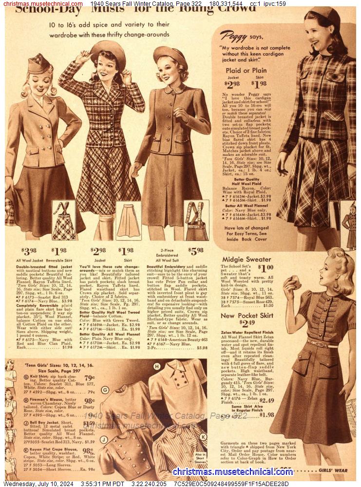 1940 Sears Fall Winter Catalog, Page 322