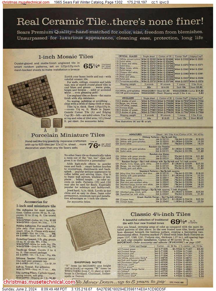 1965 Sears Fall Winter Catalog, Page 1302