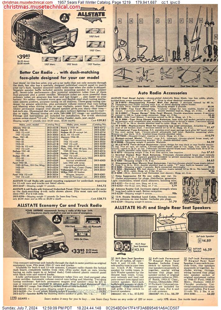 1957 Sears Fall Winter Catalog, Page 1219