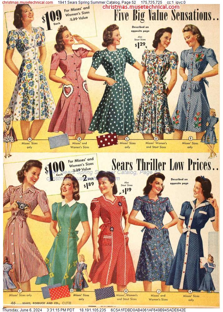 1941 Sears Spring Summer Catalog, Page 52