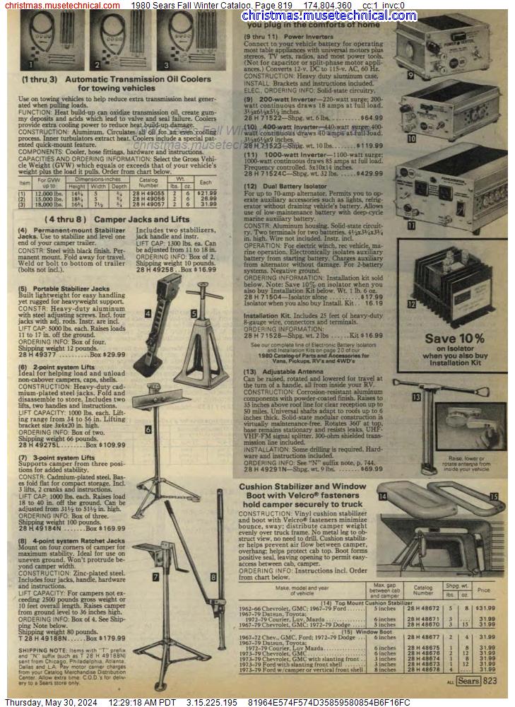 1980 Sears Fall Winter Catalog, Page 819