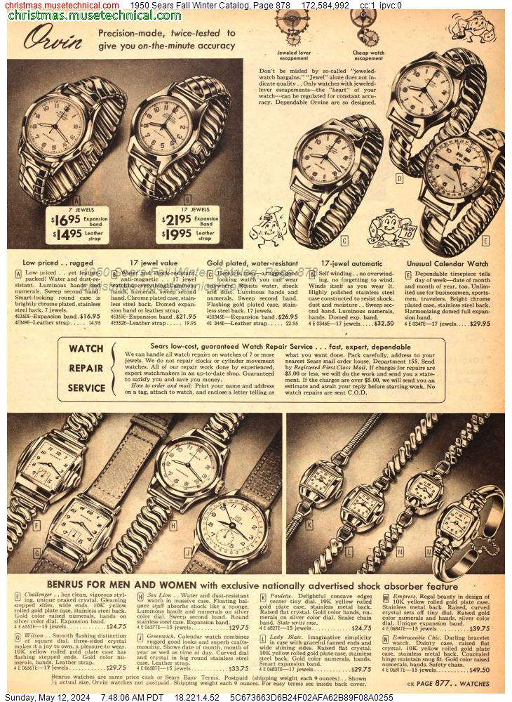 1950 Sears Fall Winter Catalog, Page 878
