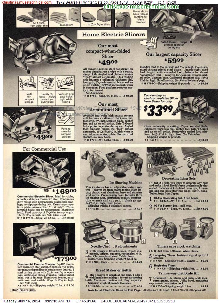 1972 Sears Fall Winter Catalog, Page 1048