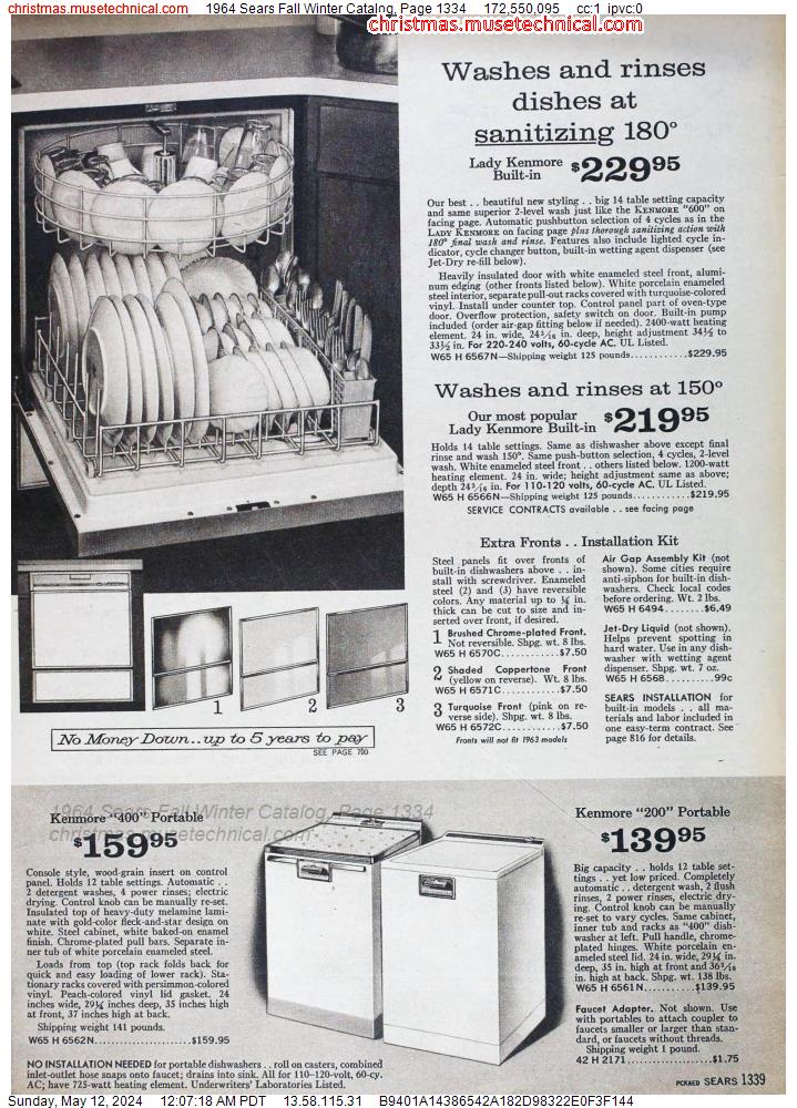 1964 Sears Fall Winter Catalog, Page 1334