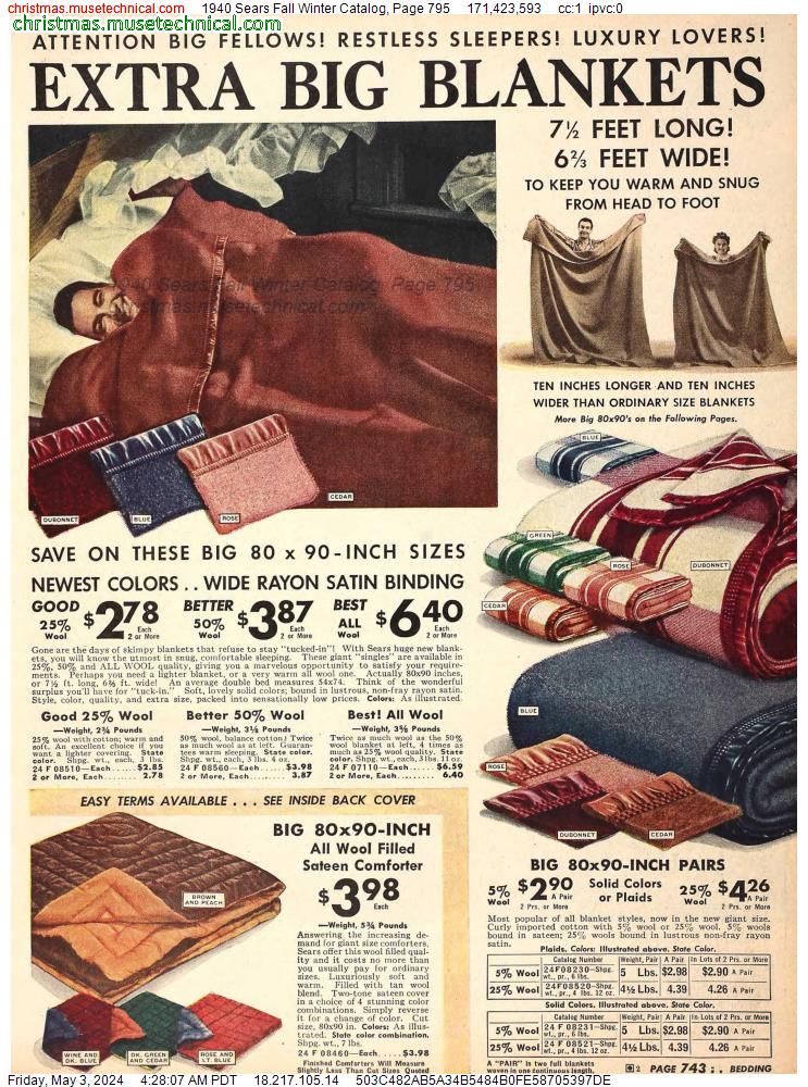 1940 Sears Fall Winter Catalog, Page 795