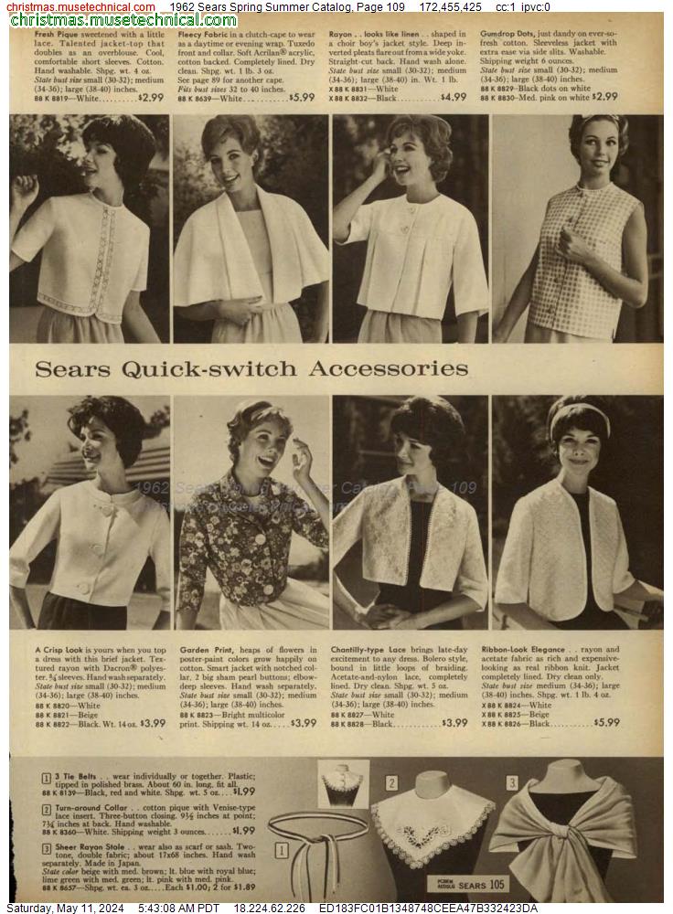 1962 Sears Spring Summer Catalog, Page 109