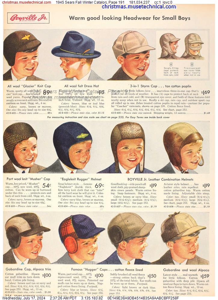1945 Sears Fall Winter Catalog, Page 191