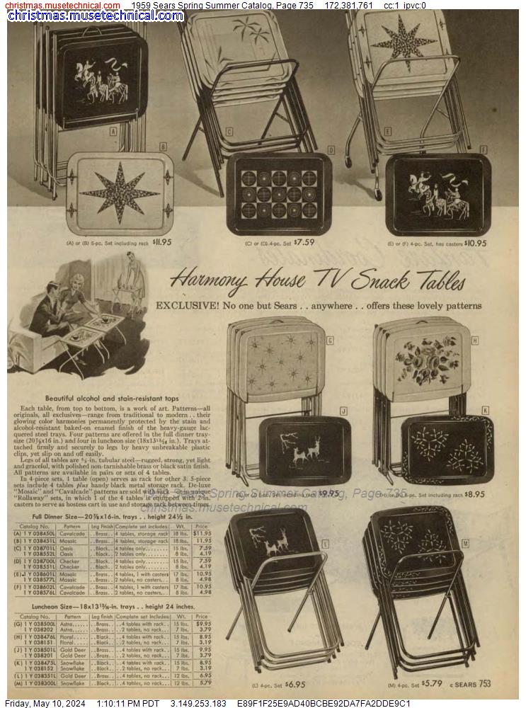1959 Sears Spring Summer Catalog, Page 735