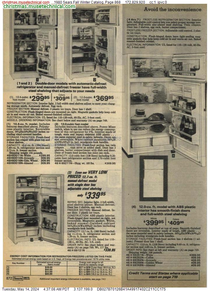 1980 Sears Fall Winter Catalog, Page 868