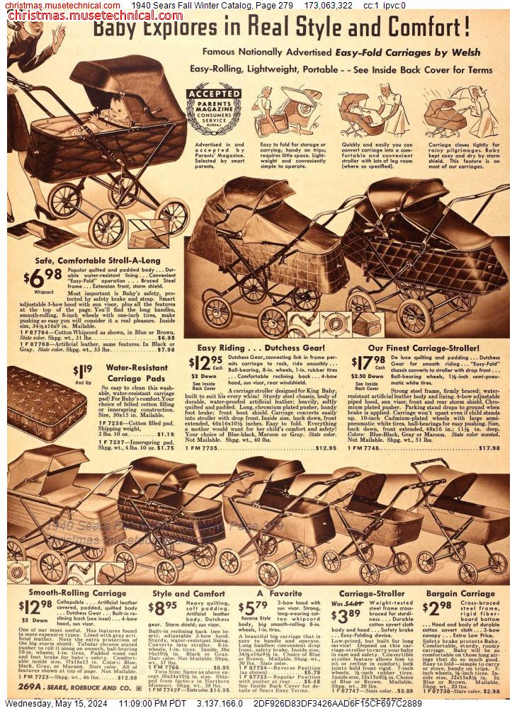 1940 Sears Fall Winter Catalog, Page 279