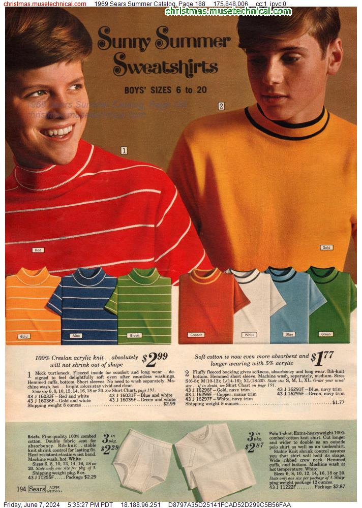 1969 Sears Summer Catalog, Page 188