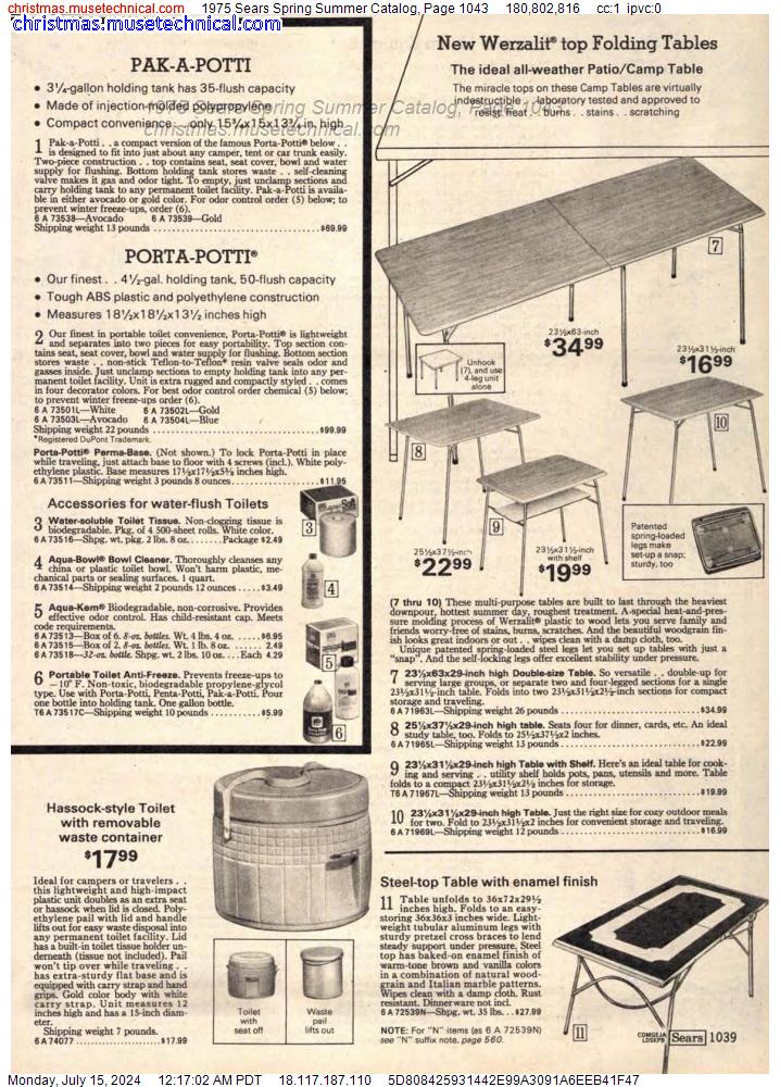 1975 Sears Spring Summer Catalog, Page 1043