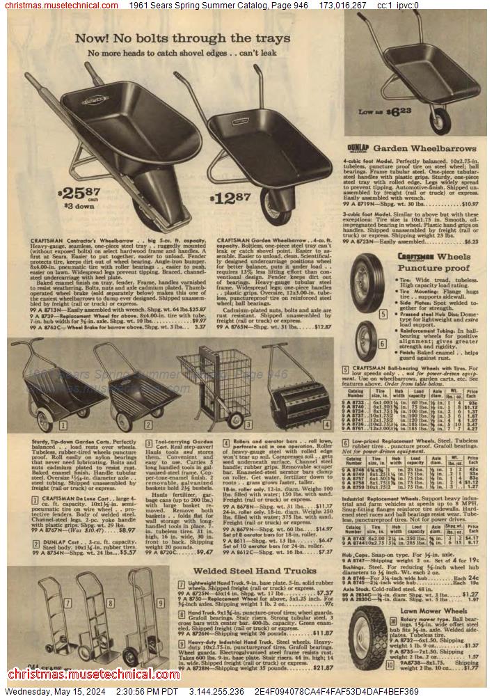 1961 Sears Spring Summer Catalog, Page 946