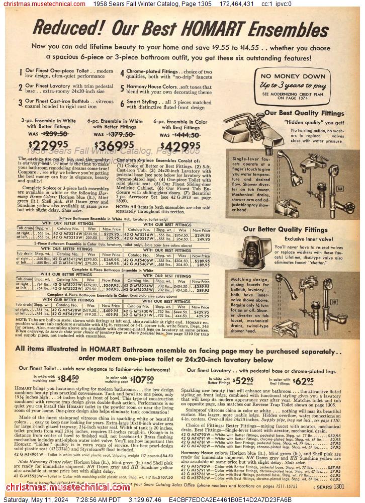 1958 Sears Fall Winter Catalog, Page 1305