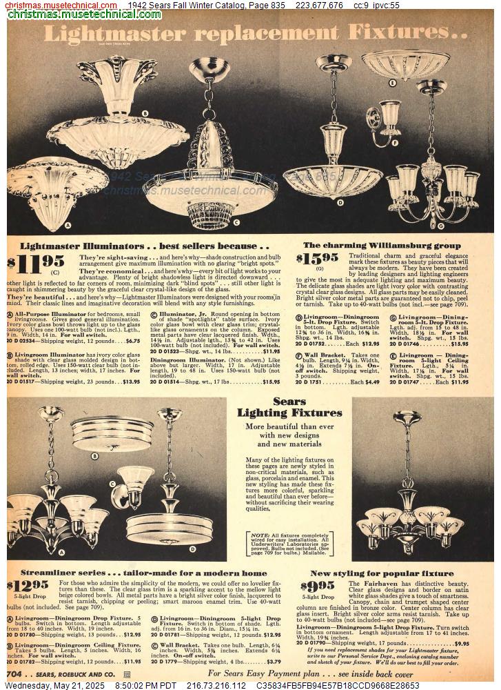 1942 Sears Fall Winter Catalog, Page 835