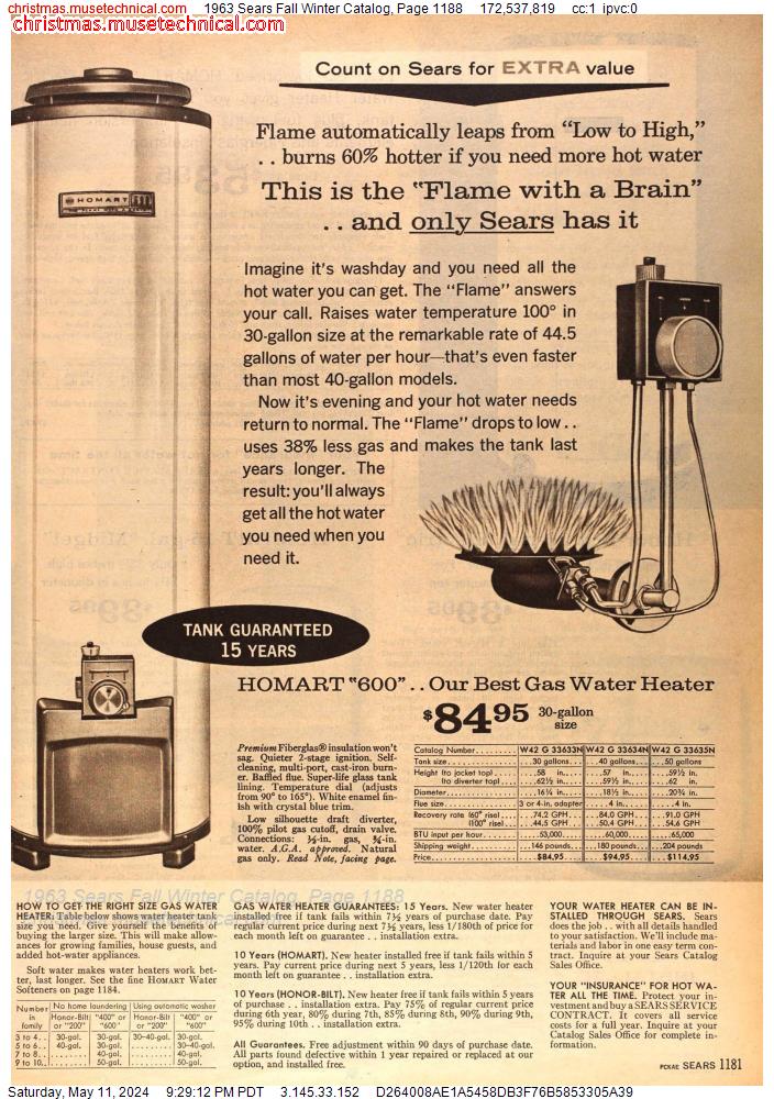 1963 Sears Fall Winter Catalog, Page 1188