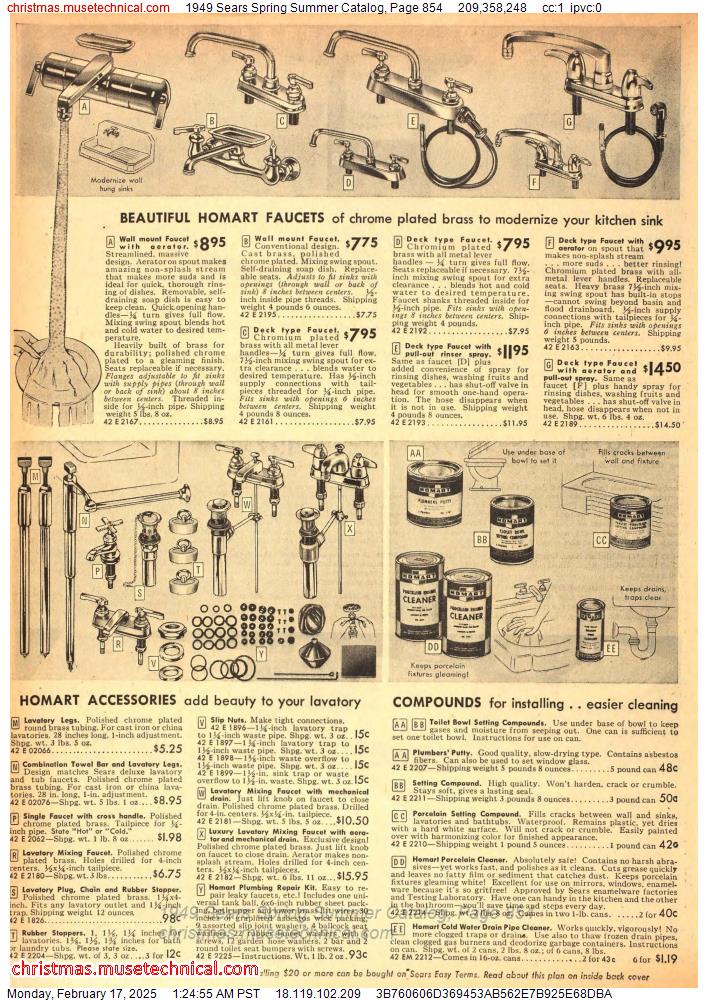 1949 Sears Spring Summer Catalog, Page 854