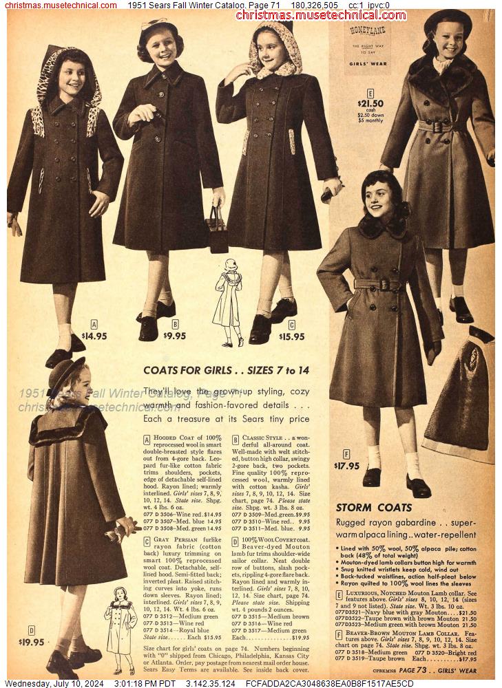 1951 Sears Fall Winter Catalog, Page 71
