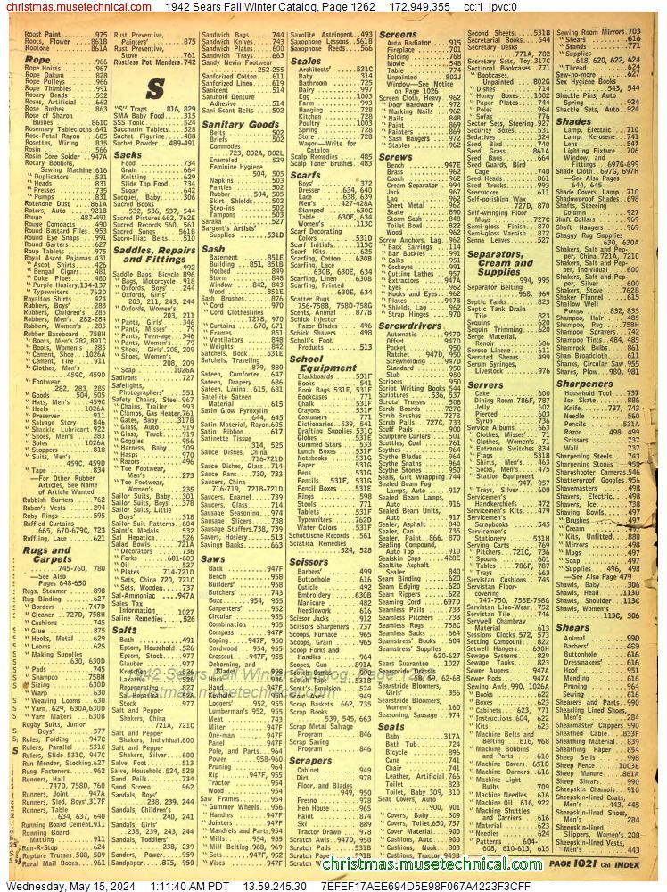 1942 Sears Fall Winter Catalog, Page 1262