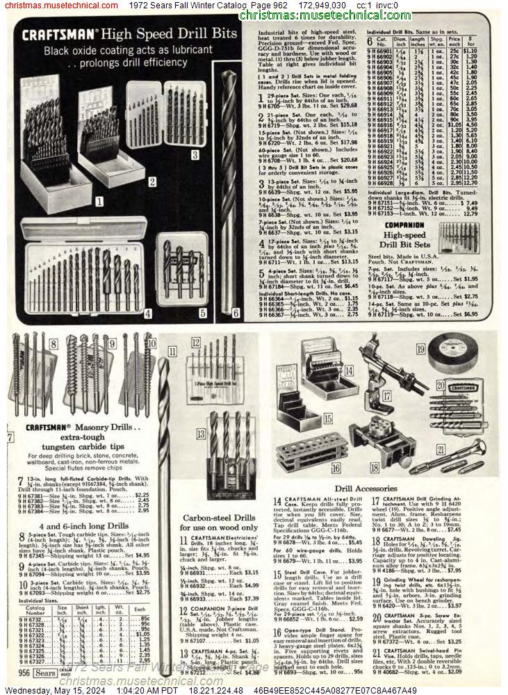1972 Sears Fall Winter Catalog, Page 962