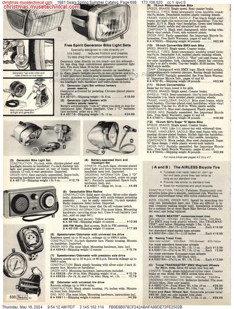 1981 Sears Spring Summer Catalog, Page 698