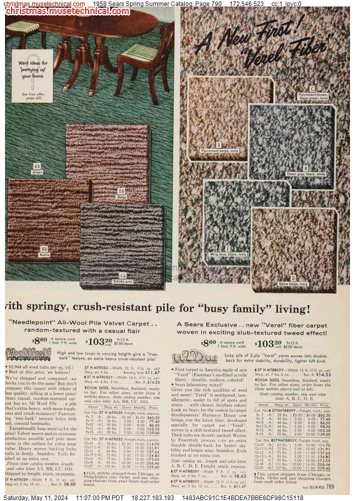 1958 Sears Spring Summer Catalog, Page 790